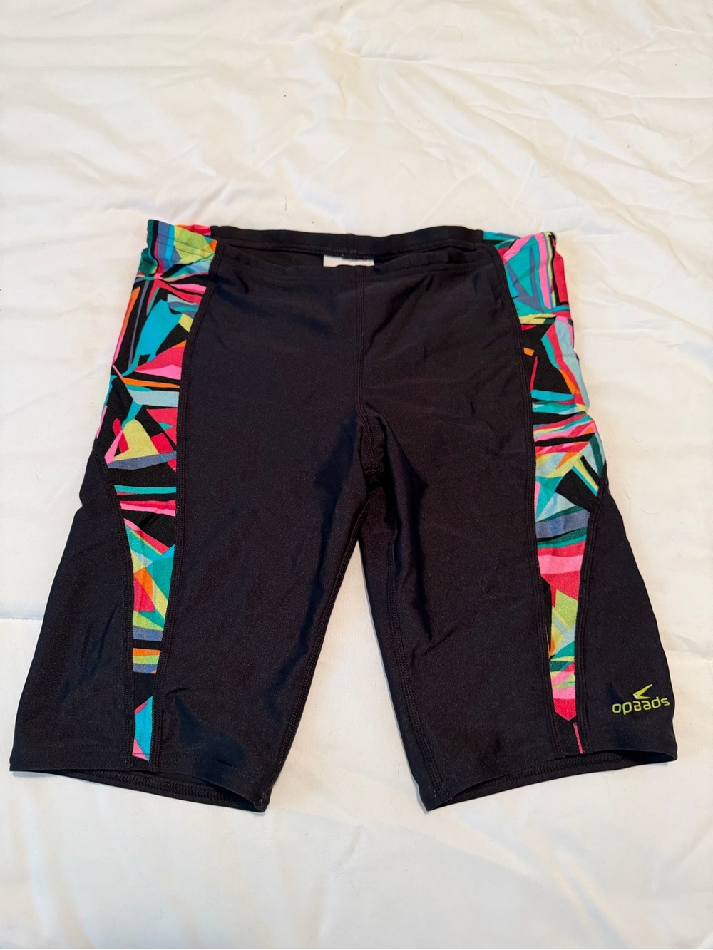 Speedo Black Swim Jammer with Neon Green Drawstring